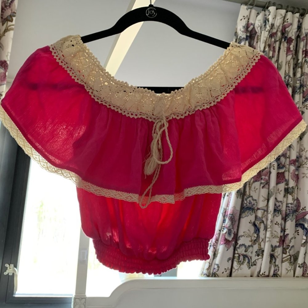 Pink Lace Beach Top